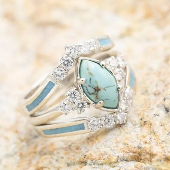 Jewelry - 🎀18k/925 Bohemian Turquoise & Moissanite Staker Ring
